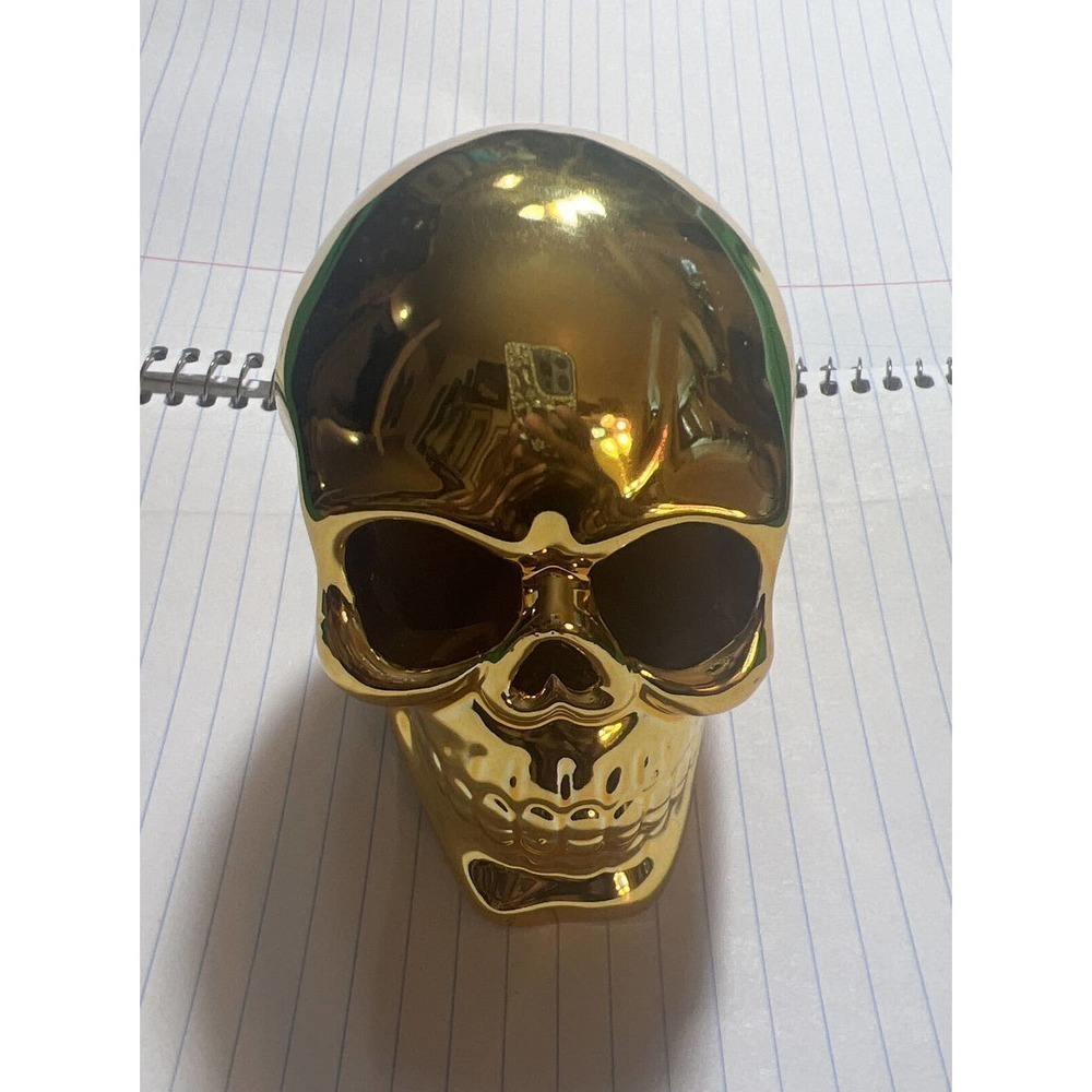 Porcelain Reflective Gold Colored‎ Skull - Picture 5 of 6